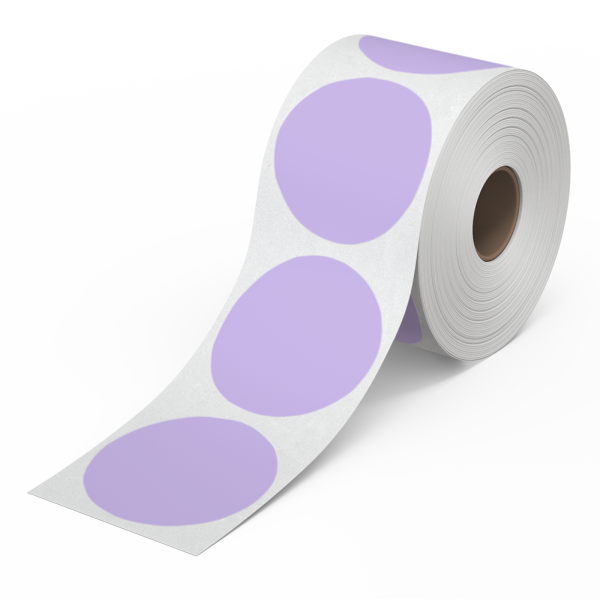 circle thermal labels on a roll