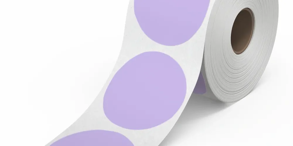 circle thermal labels on a roll