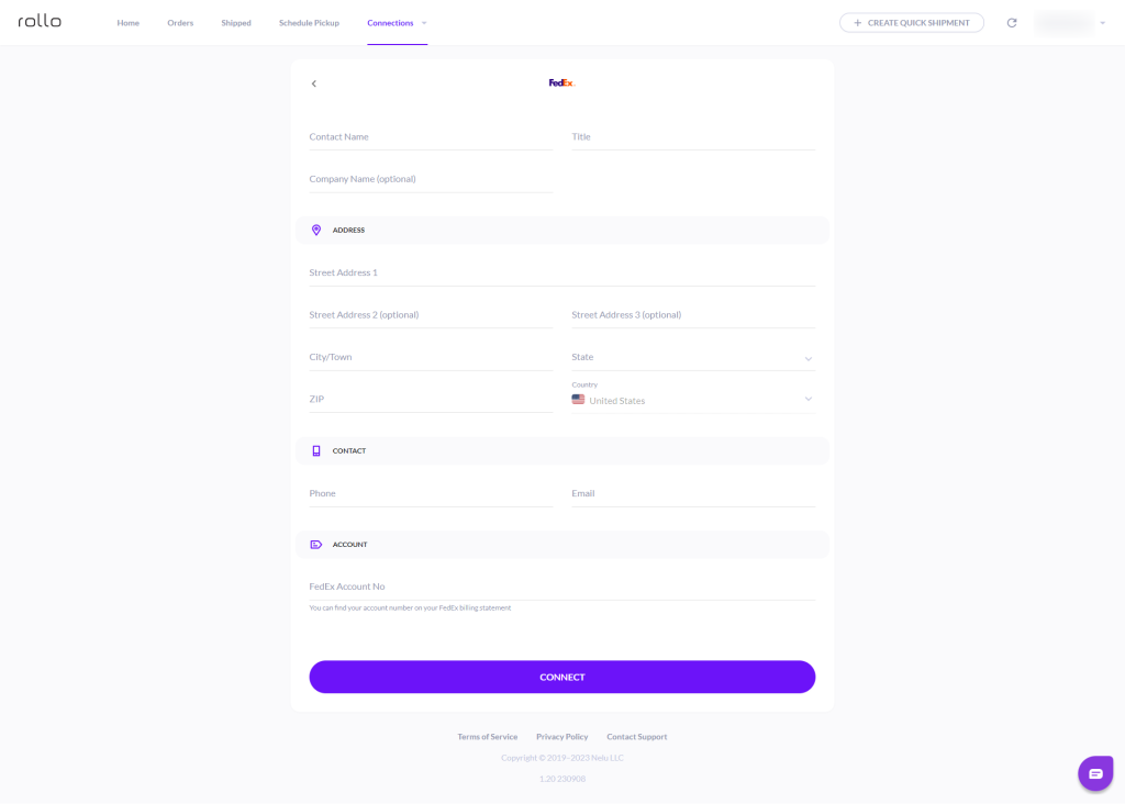Link your FedEx and Rollo accounts