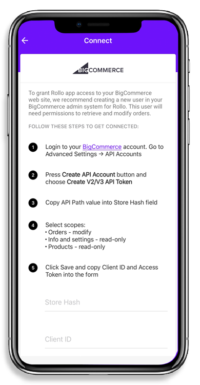 BigCommerce 5 Connect BigCommerce to Rollo Ship