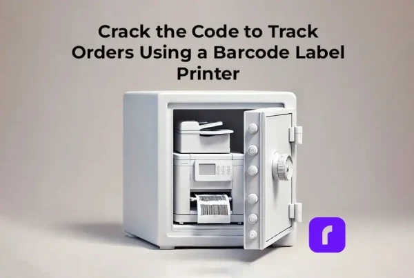 a safe with a barcode label printer inside.