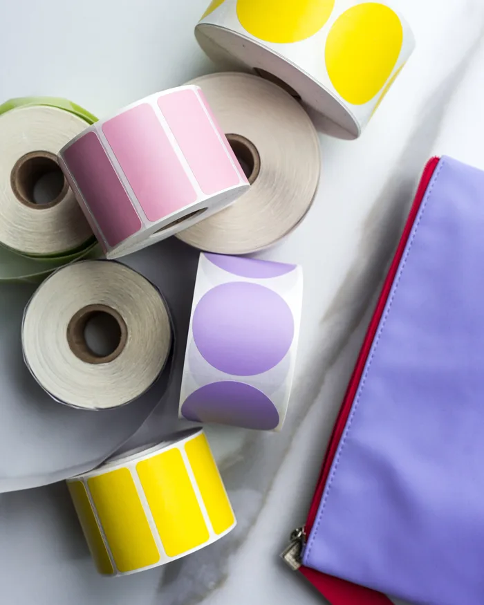 Color labels various shapes and sizes