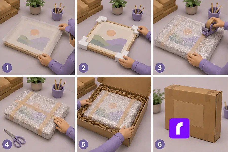 The Best Way to Ship Art With Zero Damage: Carrier Choices & Cost Logic for Artists 5 Layered packaging technique to protect framed art and avoid damage claims.